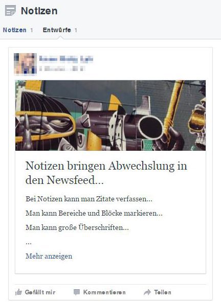 Facebook Notizen, die vergessene Funktion