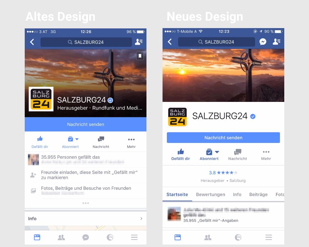 Neugestaltung der mobilen Facebook Page